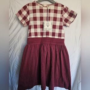 Maroon and White Plaid Dress
